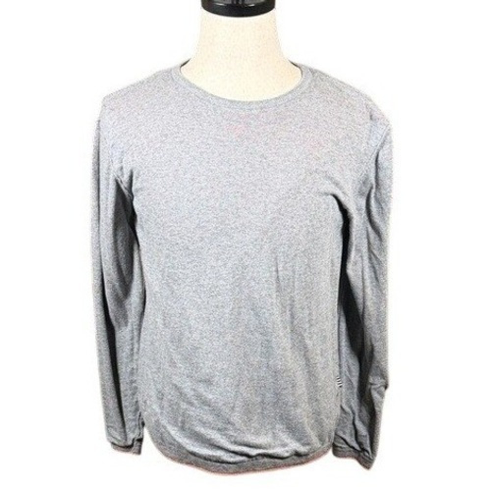 Five Four Mens Gray Cotton Long Sleeve Knit Sweater Orange Trim Size M